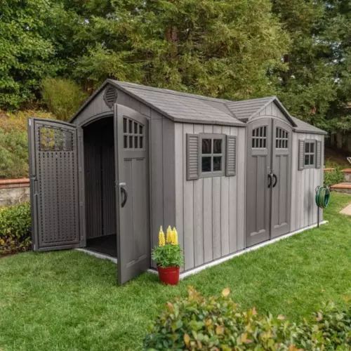 Garden Shed 15 x 8ft Wood Effect Lifetime - Heavy Duty Outdoor HDPE Unit