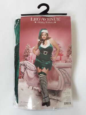 Leg Avenue Christmas Elf Costume Plus Size 18/20 Adult Fancy Dress Hat  Stockings | eBay