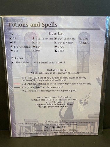 AUTUMN LANE STICHERY 3 Pattern -The Collectors, Potion & Spells, Lunar Witch - Picture 5 of 7