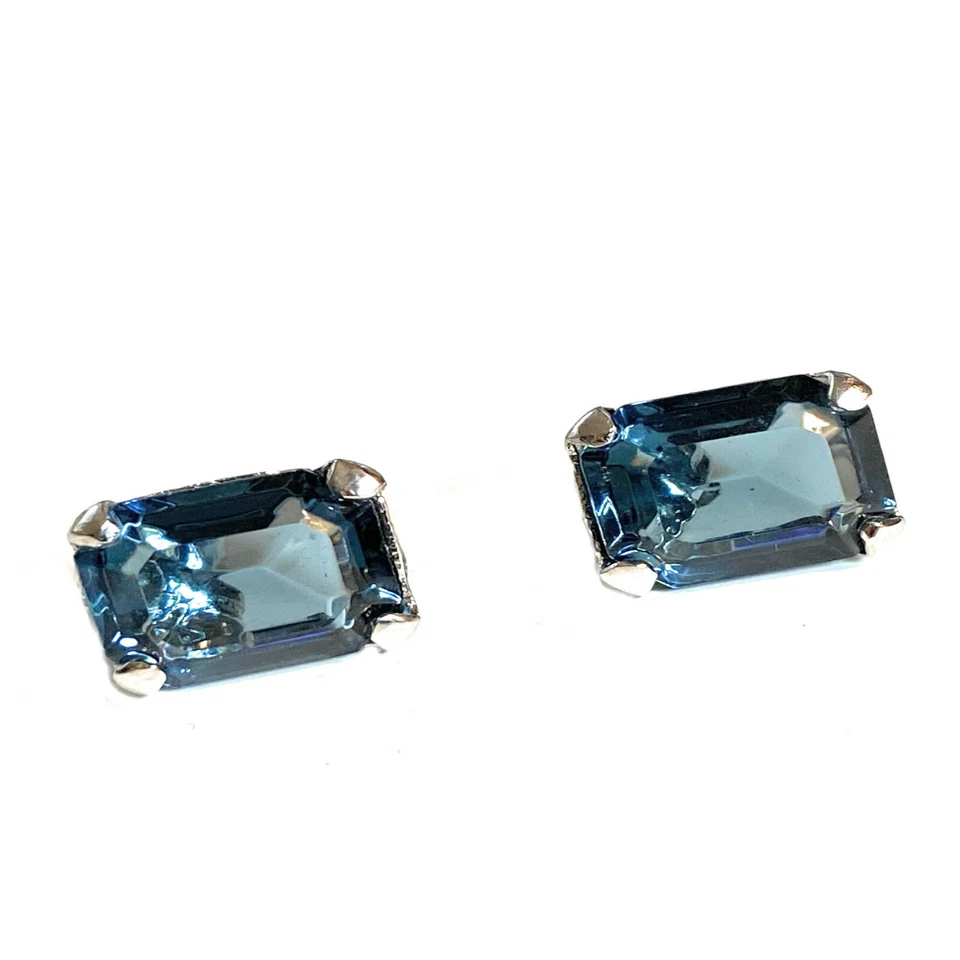 Orecchini donna in argento 925 con cristallo rettangolare swarovski acqua marina - Immagine 4 di 4