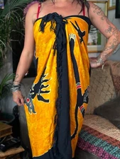 SARONG  SHAWL WRAP   BEACHWEAR  COVERUP  FISH & MONKEY  DOUBLE SIDED 180CM X 1M