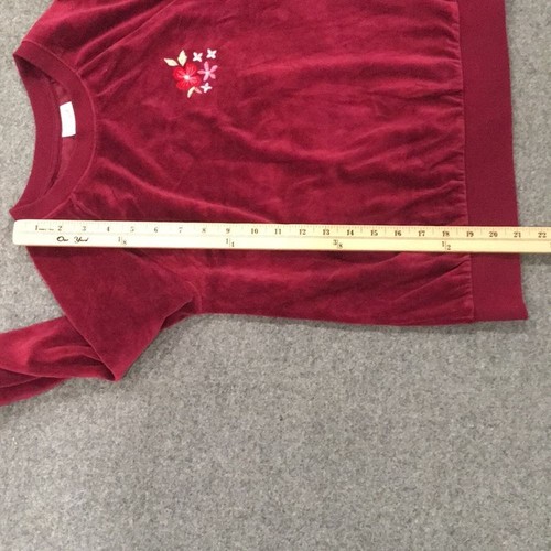 Cat & Jack Girls Sz XL 14 Sweater Burgundy Velvet Embroidered Floral - Picture 8 of 9