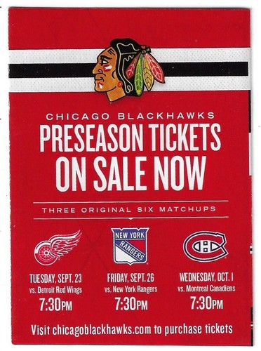 ¡RARO 2014-15 Chicago Blackhawks VERANO NHL horario de hockey!¡!! Información del boleto - Imagen 2 de 2