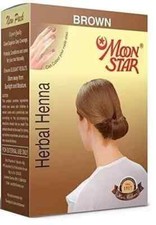 MOON STAR Herbal Henna Brown Hair Colour 6 pouches 10Gm Each 1 free hair brush
