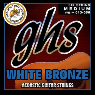 GHS WB-M White Bronze Acoustic Guitar Strings; gauges 13-56