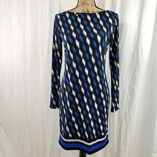 MICHAEL MICHAEL KORS Geo Striped Women's Regular Shirt Dress Blue Size Small