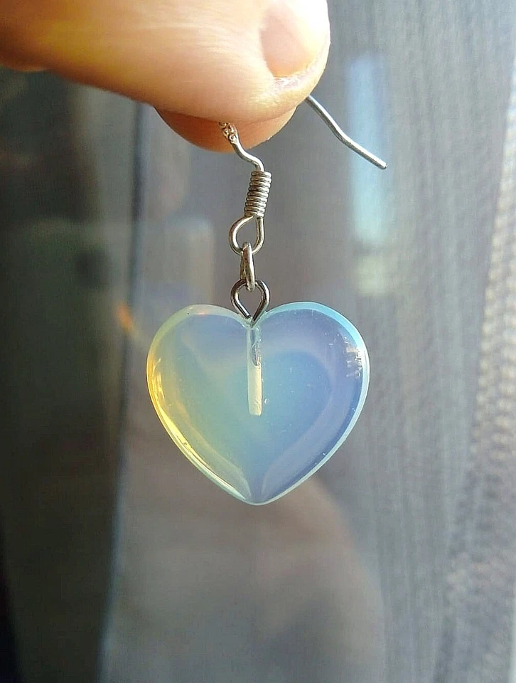 ORECCHINI CUORE VERO OPALE NOBILE E ARGENTO 925 RARI GIOCHI DI LUCE ROSSO/BLU - Immagine 4 di 4