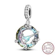 MULA 925 Sterling Silver DIY Charm CZ Enamel Figure Skating For Women Bracelet