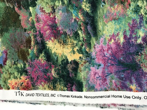 Fabric Cotton Quilt Green Purple Meadow Field Trees Flowers FQ Sewing Land Grown - Picture 3 of 4