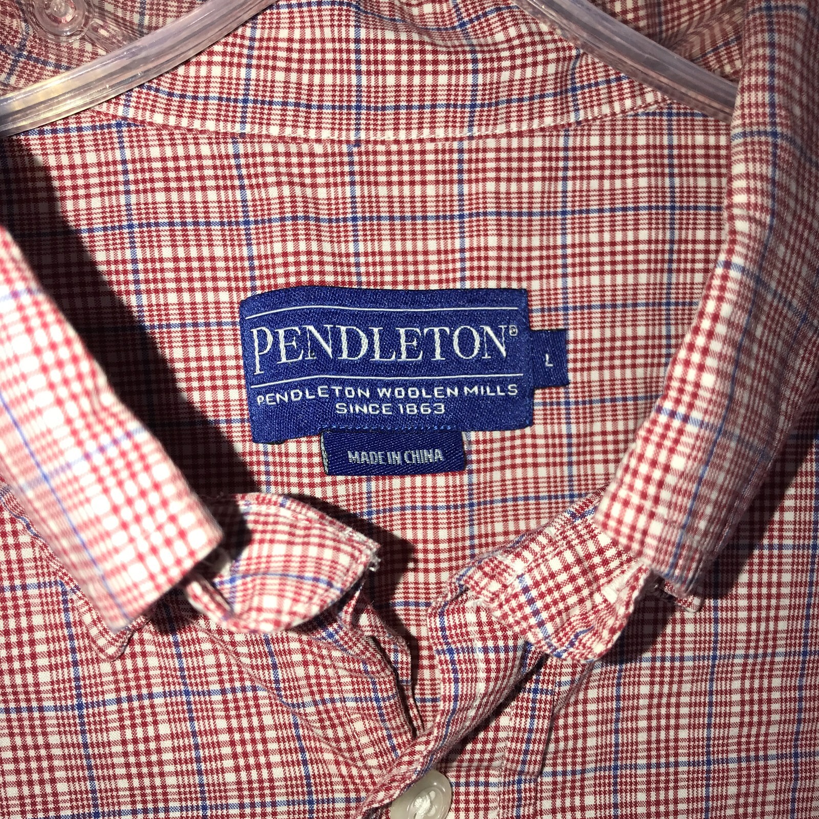 Pendleton Red Blue white square button down  Shir… - image 4