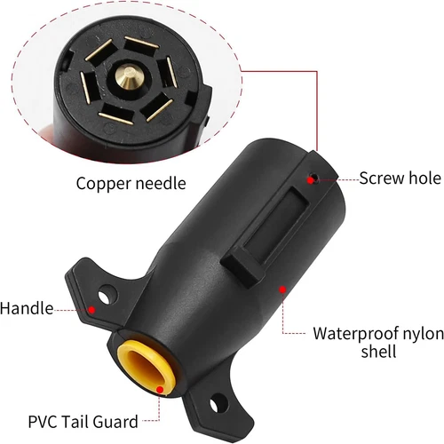 7 Way Round RV Style Trailer Light Plug Connector Replacement End Blade Pin new - Picture 4 of 9