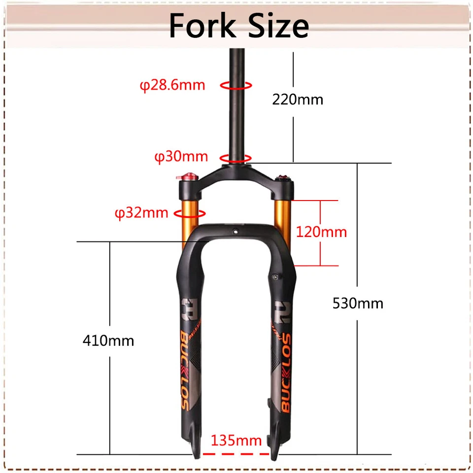 26" Fat Bike Air Suspension Fork 4.0 Tire MTB/Beach/Snow Bicycle 1-1/8 Fork Disc - Image 3 of 4