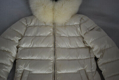Prada White Down Quilted Zip Through Dyed Fur Jacket Coat Prada White Down Quilted Zip Through Dyed Fur Jacket Coat