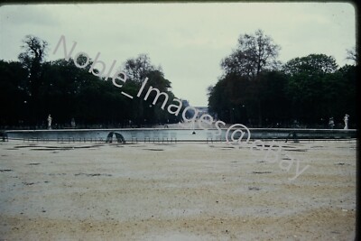 1950 Tuileries Gardens Cloudy Rainy Day Paris Red-Border Kodachrome Slide