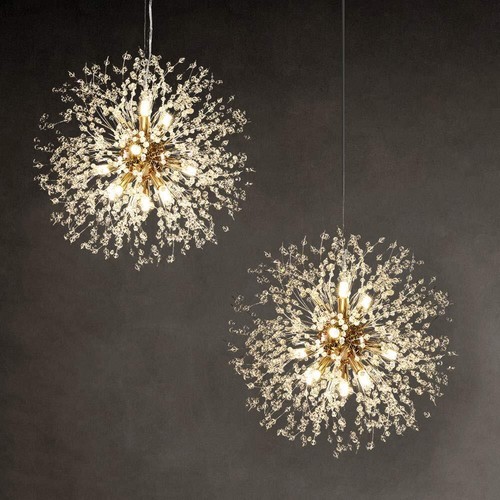 Modern Gold Crystal Chandeliers Firework Dandelion Sputnik Chandelier Light F... - Picture 7 of 8