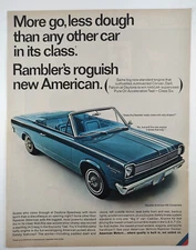 1966 American Motors Rambler Vintage Retro Print Ad Blue Convertible