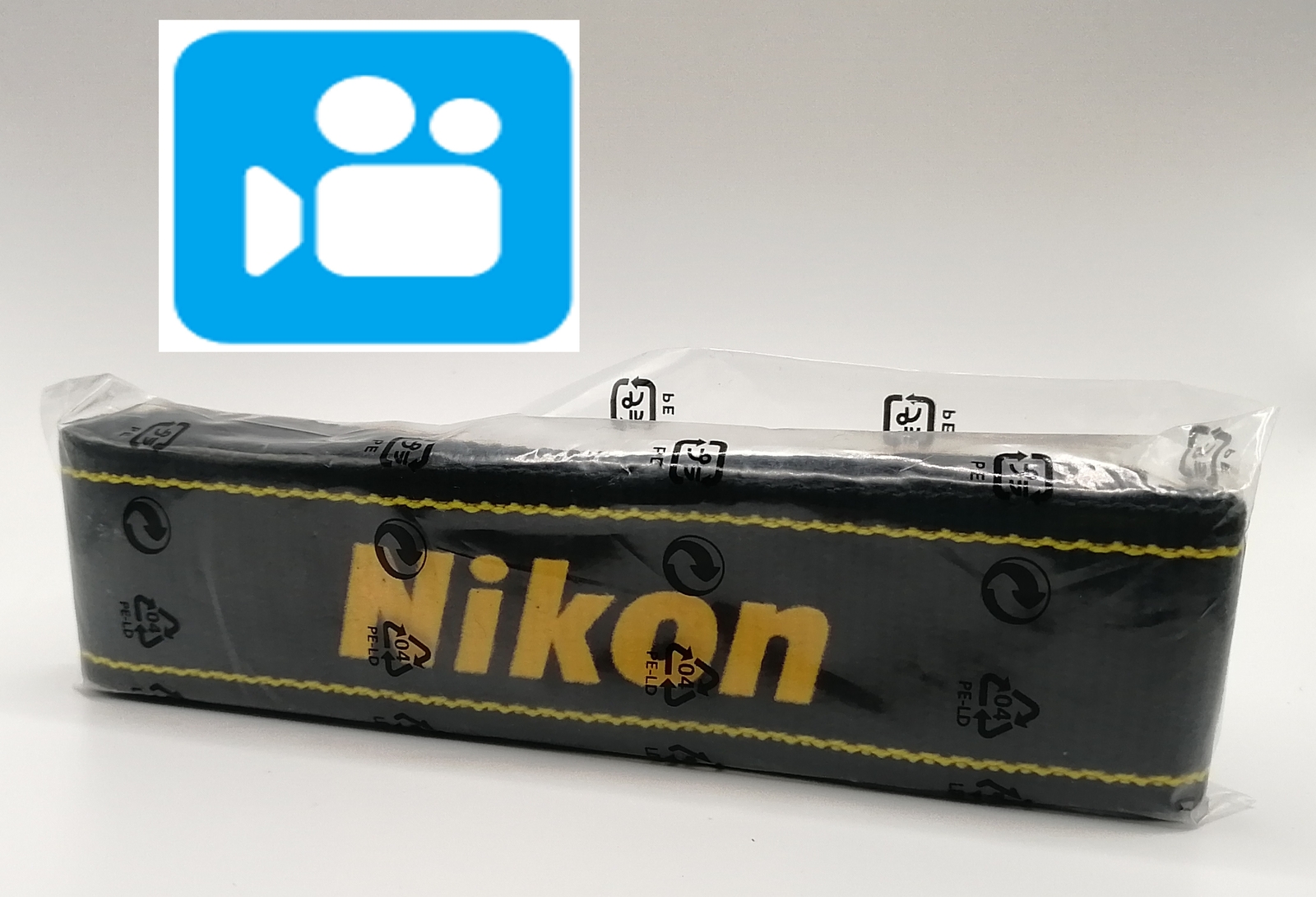 🎦VIDEO👀[Unused] Nikon Camera Strap Black Yellow 4cm From JAPAN