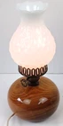 Vintage Oregon Rouge River Myrtle Wood Orb Ball Table Lamp with Milk Glass Shade