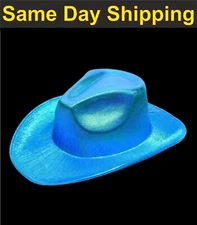 Sparkly Iridescent Glitter Space  Cowboy Hat By Party Glowz