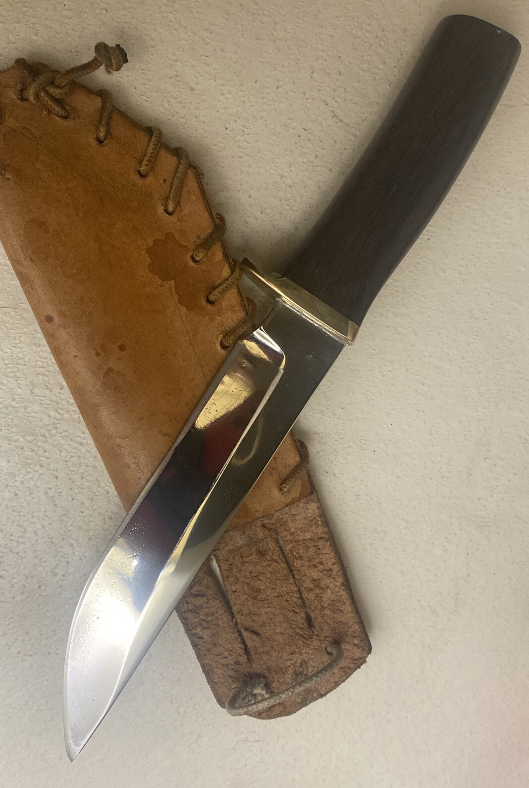 Vintage Handmade Fixed Blade Knife And Leather Sheath Solid Hunting