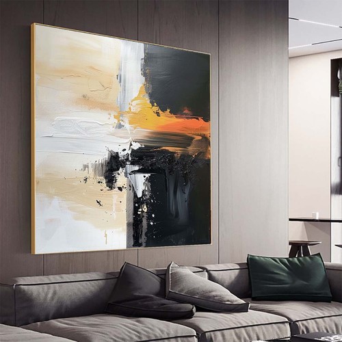 Hand Painted Abstract Oil Paintings On Canvas Home Decor Wall Black and