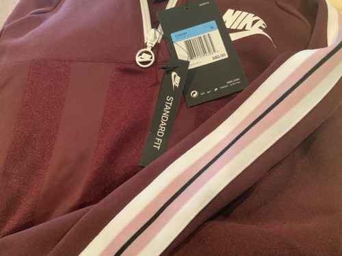 Nike braun kurz geschnittenes Sweatshirt weiß & rosa Streifen Damengröße M Einzelhandel für 80 $ - Bild 6 von 6