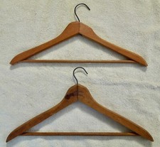 Vintage 1940s Set of 2 Classic Modern Styled Tailored Wood Hangers