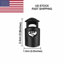 25 / 50 / 100 Plastic Black Cord Locks Stoppers Toggles End