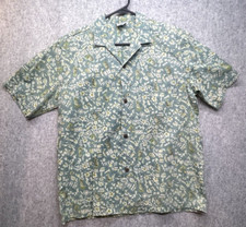 Vintage Royal Creations Hawaiian Shirt Green Floral Made in Hawaii Men's Large
