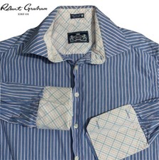 R G Robert Graham Flip Cuff Button Front Striped Shirt LG Cotton. French Cuffs