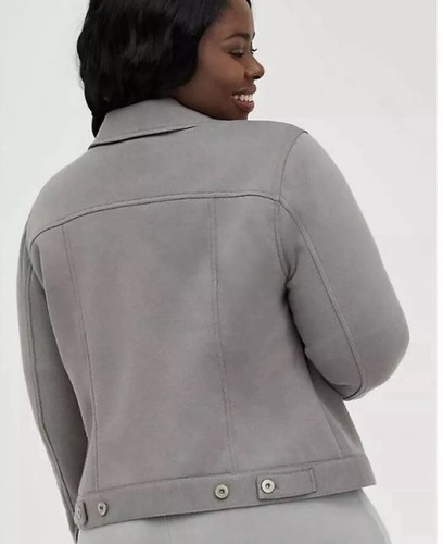 Torrid Gray Fleece Lined Trucker Shacket Jacket Button Up Sz 4x - Picture 13 of 13