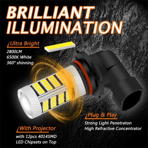 GLOFE 2x Xenon White 9005 HB3 LED Bulbs Fog Driving Daytime Running Light 92SMD - Picture 2 of 7