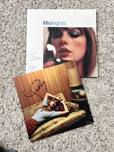 NEW Taylor Swift Midnights Moonstone Blue Vinyl with Hand Signed Photo - Photo 1/1