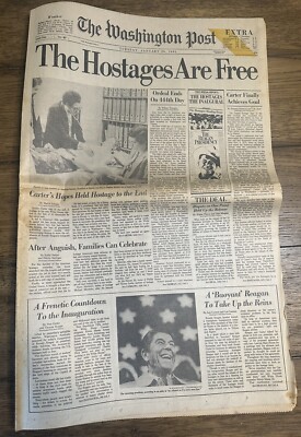 Washington Post Jimmy Carter Iran Hostages Ronald Regan Inauguration Jan 20 1981