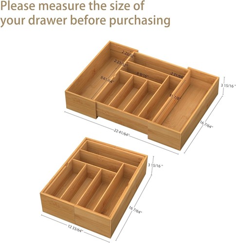 Versatile Bamboo Drawer Organizer - 8 Adjustable Compartments for All Storage - Picture 4 of 9