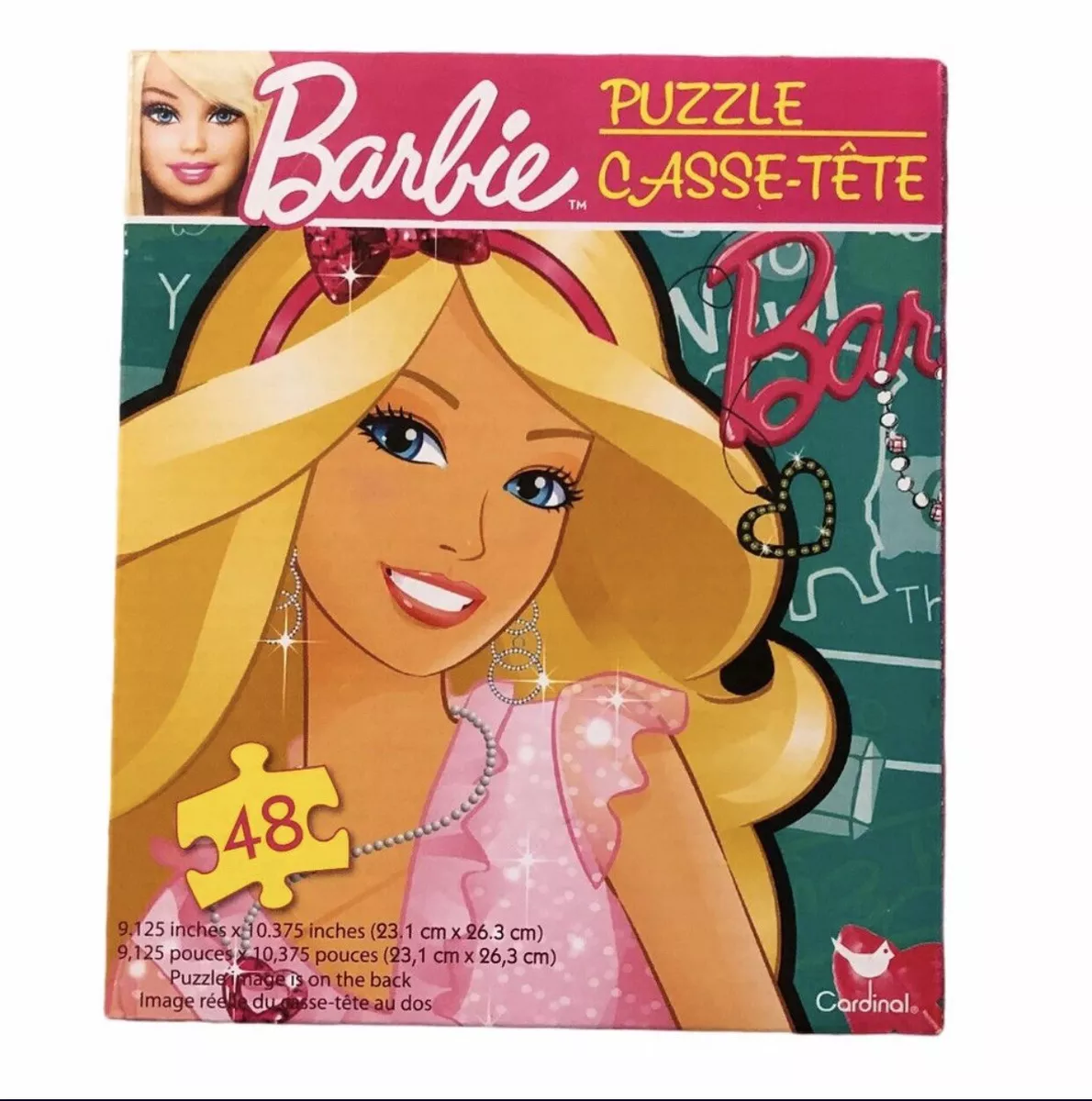 Mattel Barbie Puzzle ~ 48 Puzzle Pieces Pink Dress W Headband