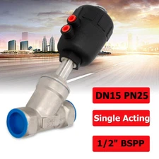 DN15 1/2'' Stainless Steel Pneumatic Air Actuated Angle Seat Valve Single Acting