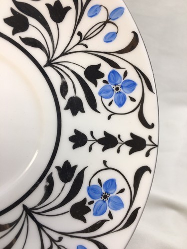 (7) Wedgwood WH2638 Cream Soup & Liners w/Silver Twig Handles & Blue Flowers - Picture 7 of 11