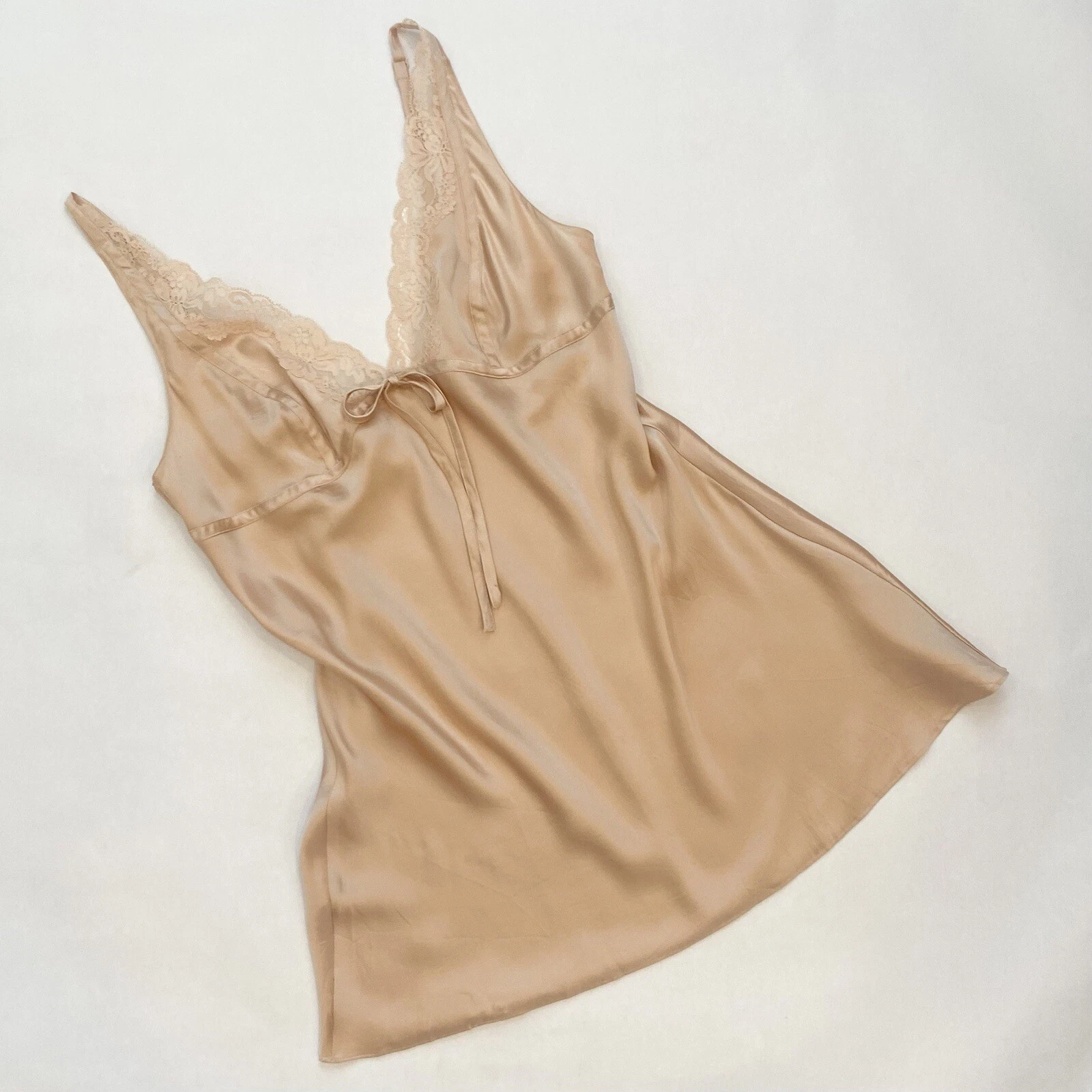 UNDERCOVER Abito slip Y2K Victoria’s Secret seta pizzo rosa pallido ballerina vintage chemise L