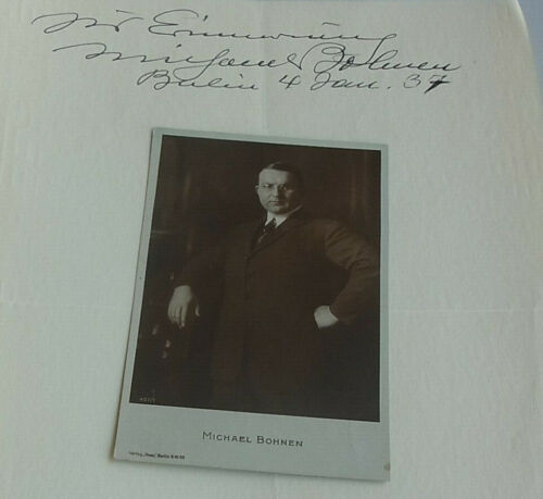 Opera Singer Michael Beans (1887-1965): Autograph Berlin 1937 & Ross-Ak - Picture 1 of 9