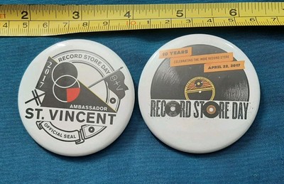 LOT of 2 Record Store Day 2017 Button Pin Pinback 10 Years St Vincent Ambassador