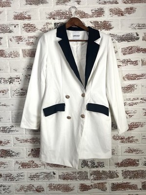 Unique 21 Blazer Lapel Double Breastex Asymmetrical Black White Size S *See Pics