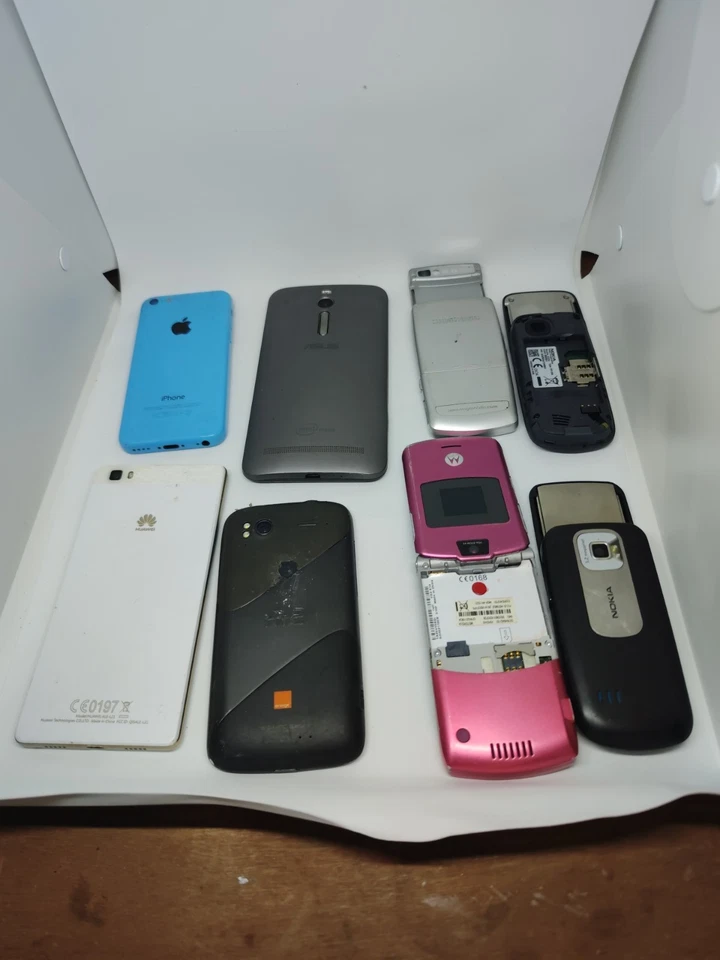 📱 Lot 8 Téléphones HS Pour Pièces/Réparation Apple iPhone Asus Huawei Samsung.. - Photo 2/2