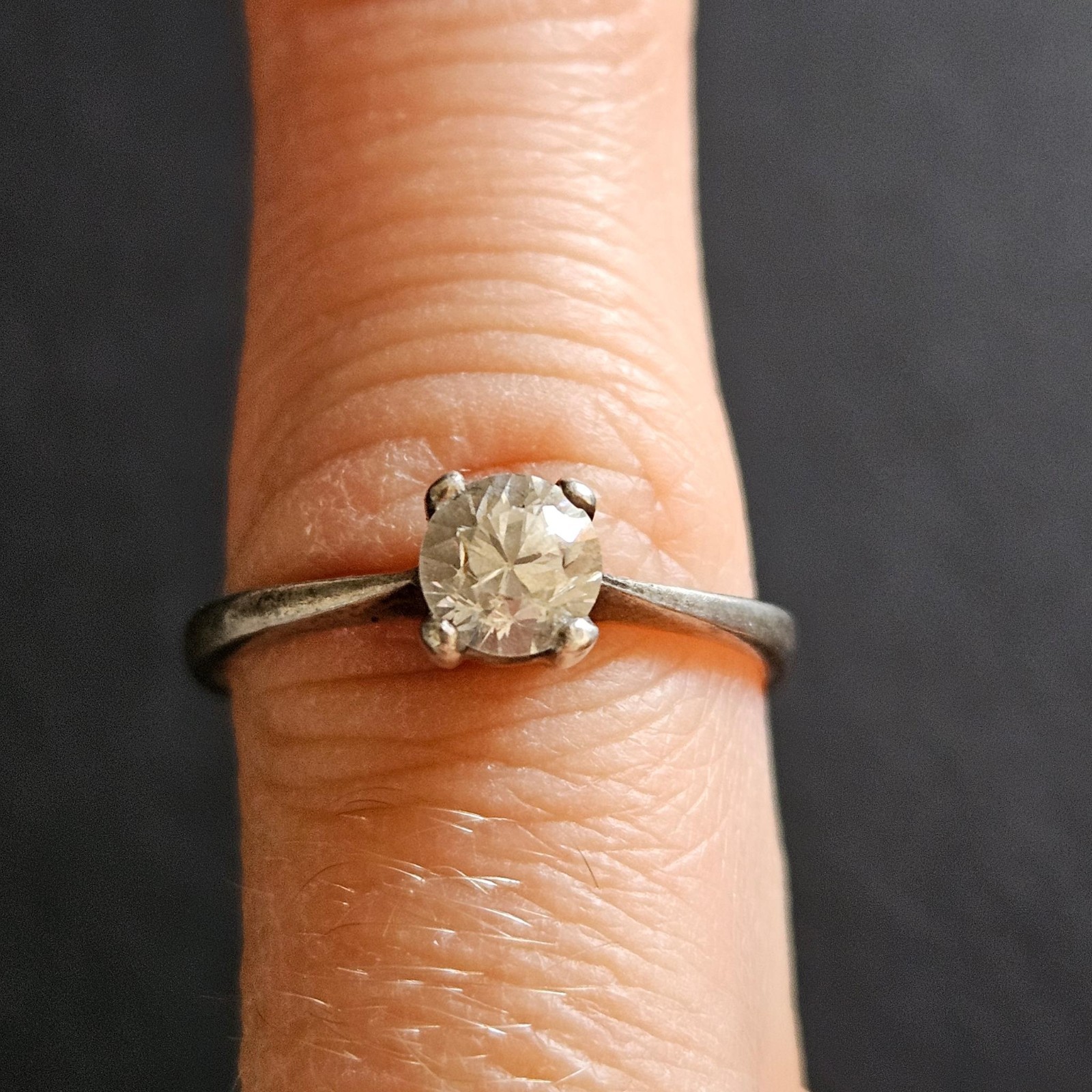 Solid Silver White Crystal Set 4 Claw Solitaire R… - image 4