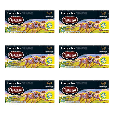 Energy Black Tea, Caffeinated, 12 Tea Bags Box (Pack of 6)