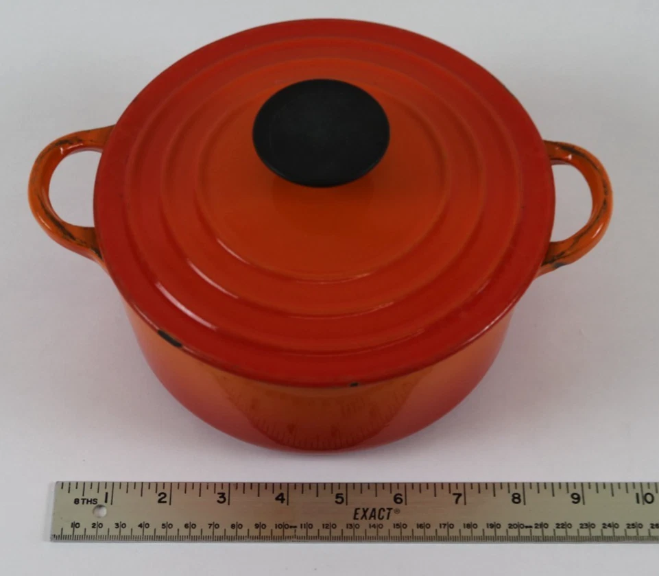 Le Creuset Dutch Oven 7.25" Orange-Enameled Cast Iron Round w/ Lid France