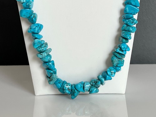 VTG. Heavy Turquoise Stone Nuggets 29" Necklace 161 Grams - Picture 3 of 6