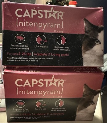 2 Boxes Of Capstar Nitenpyram*Cats 2-25 Lbs*12-11.4 Mg Tablets Sealed*exp.2/2027