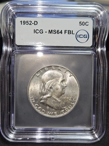 1952 D Franklin Half Dollar ICG MS64 FBL