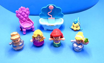 Fisher Price Little People Princess  Ariel, Cinderella Flounder Bathtub & Chair